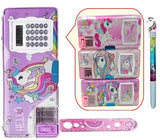 Eclet 3 Pcs Combo Set Unicorn Theme Calculator Geometry Box with Water Gel Pen & Scale for Kids KJ