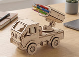 MeeCraft Rocket Pencil Holder 3D Wood Truck Desk Organizer (25x11.5x18 Centimeter)