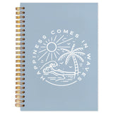 WUCHJ Blue Beach Notebook, Retro Ocean Journal, Tropical Coastal Sunshine Sea Waves Spiral Notebook Journal for Note Taking, Gif