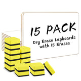 Dry Erase Lapboards, HERKKA 15 Pack Double Sided Small Dry Erase Whiteboards 9 x 12.5 Inch with 15 Erasers, Small Dry Erase Boar