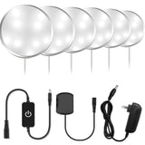 YGS-Tech LED Under Cabinet Lighting Kit, 1020 Lumens LED Puck Light, 5000K Daylight White, CRI90+, Touch Dimming, Silver Trim Al