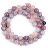 GEM-Inside 8mm Polished Round Natural Pink Purple Multicolor Peach Blossom Tourmaline Gemstone Stone Beads for Jewelry Making Fu