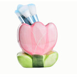 ESIW Ceramic Tulip Cosmetic Storage Box, Desktop Organizers Make Up Brush Storage Stand Desktop Storage Box for Brush,Pencil,Art