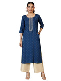 Libas Women'S Viscose Rayon Yoke Design Straight Kurta (26972R Blue
