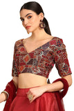 Soch Womens Maroon Sequinned Embellished Georgette Padded Blouse Maroon 36