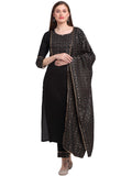 Gosriki Women'S Cotton Straight Kurta With Palazzo & Dupatta (Chhavi Black_Xl-Go_Black_X-Large),Black,,B09JVVTL9Y