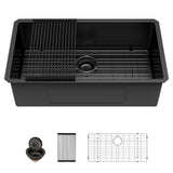 Sarlai 32 Matte Black Undermount Kitchen Sink - 32x19 Inch Kitchen Sink Undermount with Ledge NANO-Tech Round Corner 16 Gauge St