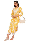 Gosriki Women'S Cotton Blend Chikankari Embroidered Straight Kurta (Zainab Yellow-Bj-Gs_Xl_Yellow_X-Large),Yellow,,B0D4J5CPVT