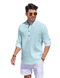 Bellstone Men'S Cotton Blend Solid Regular Kurta (Kurta1500_Single_Aqua_L, Regular Fit