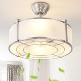 YMKSKJ 20 Silver Fandelier Ceiling Fans with Lights, Boho Rattan Ceiling Fan with Light Remote Control, Caged Mid-Century Modern