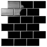 STICKGOO Subway Tiles Peel and Stick Backsplash, Stick on Tiles Kitchen Backsplash in Black (Sample, Thicker Design), 12 x 12
