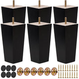 TCHOSUZ 4 Inch / 10 cm Wooden Furniture Legs, Set of 6 Solid Wood Mid-Century Modern Pyramid Replacement Feets with 5/16 inch Bo
