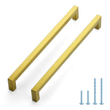 JOY DECOR 2 Pack Gold Cabinet Handles, 10 Inch Hole Center Cabinet Pulls - Square Stainless Steel Kitchen Knobs for Drawers, Dre