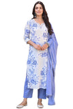 Gosriki Women'S Cotton Blend Printed Straight Kurta With Pant & Dupatta (Bhool Blue-Gs_S_Blue_Small),Blue,,B0D182252Y