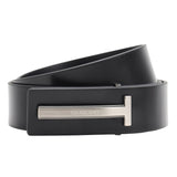 Da Milano Press Pin Plain Leather Belt For Men Black (Size 95 Cm)