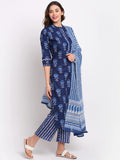 Gosriki Women'S Cotton Straight Kurta With Palazzo & Dupatta (Kpzd-Cot-10037-Blue_S-Go_Blue_Small),Blue,,B09LYJ127Y