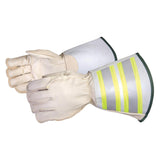 Superior 365DLX6 Horsehide Leather Deluxe Lineman Glove with 6 Reflective Gauntlet Cuff, Work, Large (Pack of 1 Pair)