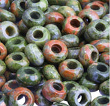 Adabele 30pcs Natural Unakite Jasper Gemstone 8x14mm Donut Rondelle Beads Large Hole ID 5.6mm for DIY Craft Jewelry Making GW-A1