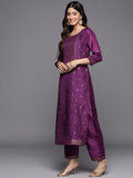 Libas Women'S Silk Blend Kurta Sets (38062O_Purple Purple L