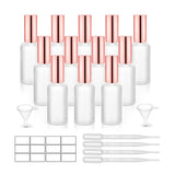 12 Pack,2 Oz Frosted Fine Mist Atomizer,Empty Glass Spray Bottles With Rose-Golden Pump Cap,Protable Travel Liquid Holder Contai