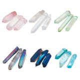 OLYCRAFT 18Pcs Natural Quartz Crystal Points 6 Colors Quartz Crystal Points 1mm Hole Natural Quartzs Crystals Beads Electroplate