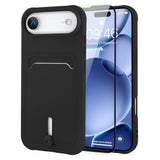 MZELQ TPU Wallet Compatible with iPhone Air Case 2025, Card Holder Camera Protection Cover + Screen Protector, Push-able Slot fo