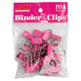 JAM PAPER Colorful Binder Clips Small 3/4 Inch (19 mm) Pink Binderclips 25/Pack
