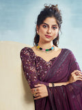 Satrani Womens Pure Georgette Saree (3473S696N_Wine)
