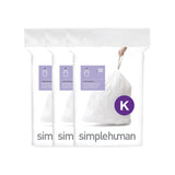 simplehuman Code K 60 Count, Dispenser Pack Custom Fit Liners, Drawstring Trash Bags, 35-45 Liter / 9-12 Gallon, White