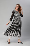 Gosriki Women'S Georgette Chikankari Embroidered Anarkali Kurti (Naav Black-Nw2-Gs_M_Black_Medium),Black,,B0BVW7XDL4