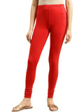 rangita Women Cotton Red Solid Full Length Churidar, M