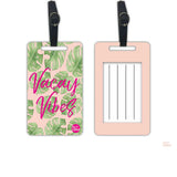 Nutcase Designer Luggage Travel Baggage Tags Set Of 2 With Name Card Inside Vacay Vibes With Green Leaves