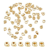 arricraft 60 Pcs Brass Crimp Beads, Real 14K Gold Plated Column Beads Cord End Caps Metal Loose Rondelle Spacer Beads for DIY Cr