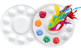 Envop Round Paint Pallet for Kid & Students Paint Tray Palettes,Plastic Paint Pallets White Paint Palette with 10 Wells for Art