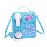 Snappsy Telephone Crossbody Bag Pu Phone Shaped Shoulder Bag For Makeups Cards Girls Blue