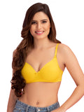 Clovia Womens Cotton Rich Padded Demi Cup Non-Wired Push Up Bra Light Yellow, yellow, 36B