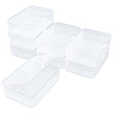 Thintinick 8 Pack Rectangular Clear Plastic Storage Containers Box with Hinged Lid for Beads and Other Small Craft Items (4.92 x
