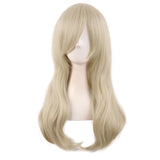 MapofBeauty 24 Inch/60 cm Side Bangs Stylish Long Great Wavy Curly Cosplay Party Wig (Blonde)