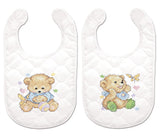 Tobin Bears Stamped for Cross Stitch Baby Bibs Kit 14 x 9