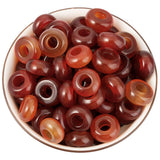 Nupuyai Pack of 30 Large Hole Stone Loose Beads for Jewelry Making, Polished Rondelle European Beads fit Charms Bracelet, Carnel