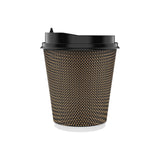 LITOPAK 80 Pack 10 oz Paper Coffee Cups, Insulated Ripple Wall Hot Coffee Cups with Lid and Straws, Brown Three Layer Insulated