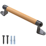 SELEWARE 12 Wooden Barn Door Handle with Metal Brackets - Durable, Stylish & Safe for Sliding Doors, Gates, & Handrails