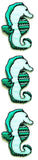Set 3 Pcs Mini Small Green Sea Horse Seahorse Fish Animal Iron Sew On Embroidered Sticker Cartoon Kids Embroidery Ideal for ador