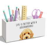 nvucamd Goldendoodle Dog Gifts Pen Pencil Holder for Desk, Funny Golden Doodle Dog Gift Office Desk Accessories, Life Is Better