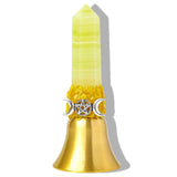 Handbells Altar Bells Natural Crystal Tower Bell Witchs Bells Hand Bell Loud Brass Call Bells for Meditation, Prayer, Reception