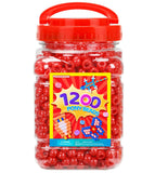 Praisebank Pony Beads, 1200pcs 6x9mm, Wholesale Beads, Bracelets Jewelry Making, Arts & Crafts(Red)