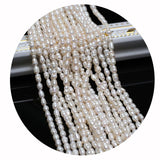 3-4mm Natural Pearl Beads Small Rice Shape White Cultured Freshwater Pearl Loose Beads for Jewelry Making Necklace DIY Craft