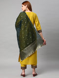 Anni Designer Women'S Cotton Blend Solid Kurta And Pant With Dupatta Set (Start-Mustred_M_Mustard_Medium),Mustard,M,Cotton Blend,Regular,Dupatta
