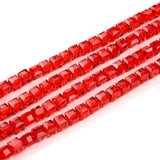 100pcs Czech Faceted Cube Crystal Glass Beads Spacer 8mm (0.3 Inch) Light Siam Red