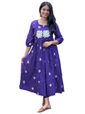 Anni Designer Women'S Rayon Blend Anarkali Printed Kurta With Pant (Anveshi Begani_M_Begani_Medium),Begani,M